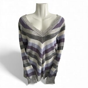 New York & Company Multicolor V-Neck Sweater